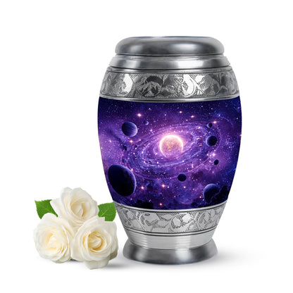 Purple Galaxy Commemoration Cremation Urns for Human Ashes - 10-inch, 200 cu in - Yatskia