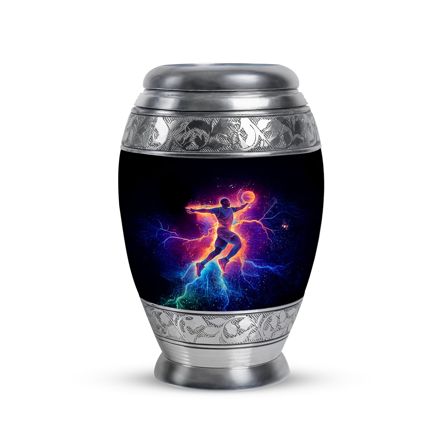 Black Treasured Basketball Cremation Urns for Human Ashes - 10-inch, 200 cu in - Yatskia