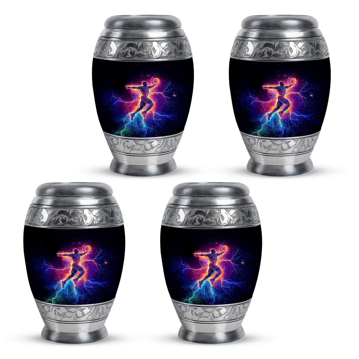 Ebony Basketball Cremation Urn urn with complimentary velvet bag - regal basketball design with crown-inspired accents - 10 inch aluminum urn for cremated remains
