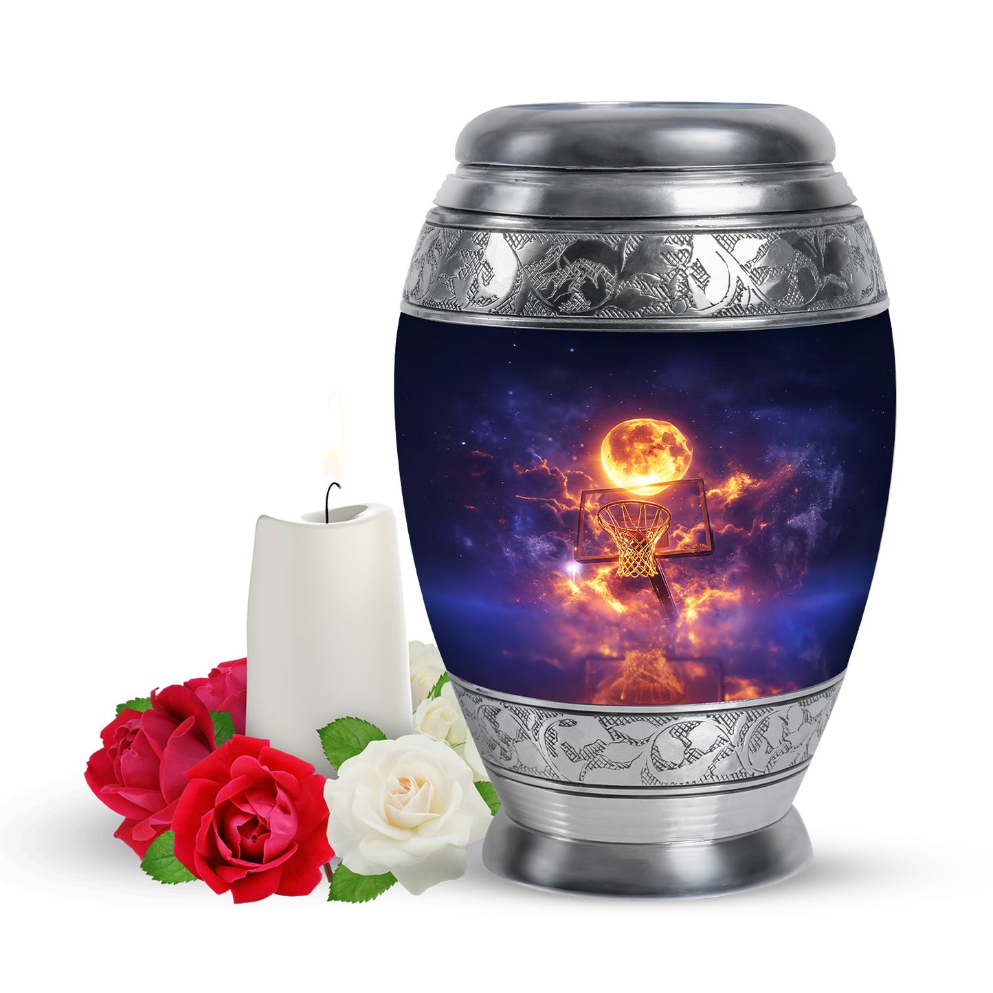 Personalized Magnificent Basketball Cremation Urns - Blue 10-inch, 200 cu in - Yatskia