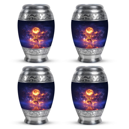 Soft Blue Basketball Cremation Urn urn with complimentary velvet bag - majestic basketball pattern with filigree border - 10 inch aluminum urn for cremated remains