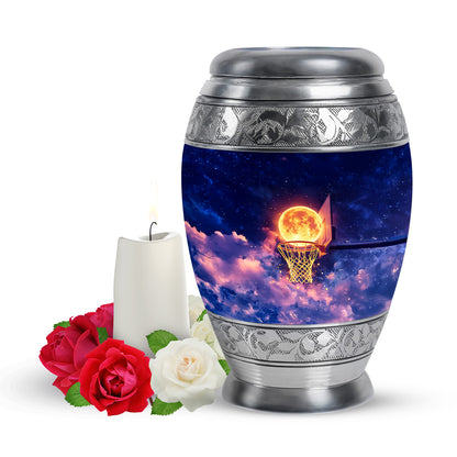 Radiant Basketball Memorial Cremation Urns - Blue 10-inch, 200 cu in - Yatskia