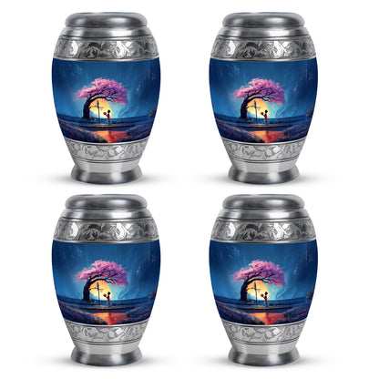Serene Blue Basketball Cremation Urn urn with complimentary velvet bag - royal basketball engraving with decorative scrollwork - 10 inch aluminum urn for cremated remains