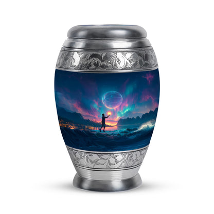 Dignified Blue Basketball Cremation Urn for Ashes - 10-inch, 200 cu in - Yatskia