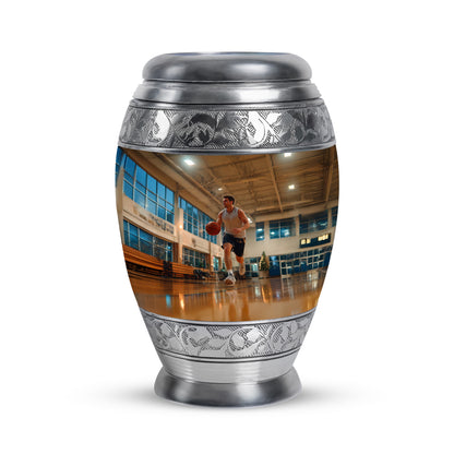 Personalized Gold Steadfast Basketball Cremation Urns for Human Ashes - 10-inch, 200 cu in - Yatskia
