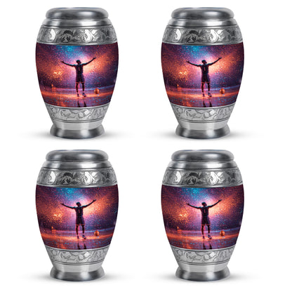 Slate Blue Basketball Cremation Urn urn with complimentary velvet bag - regal basketball design with crown-inspired accents - 10 inch aluminum urn for cremated remains