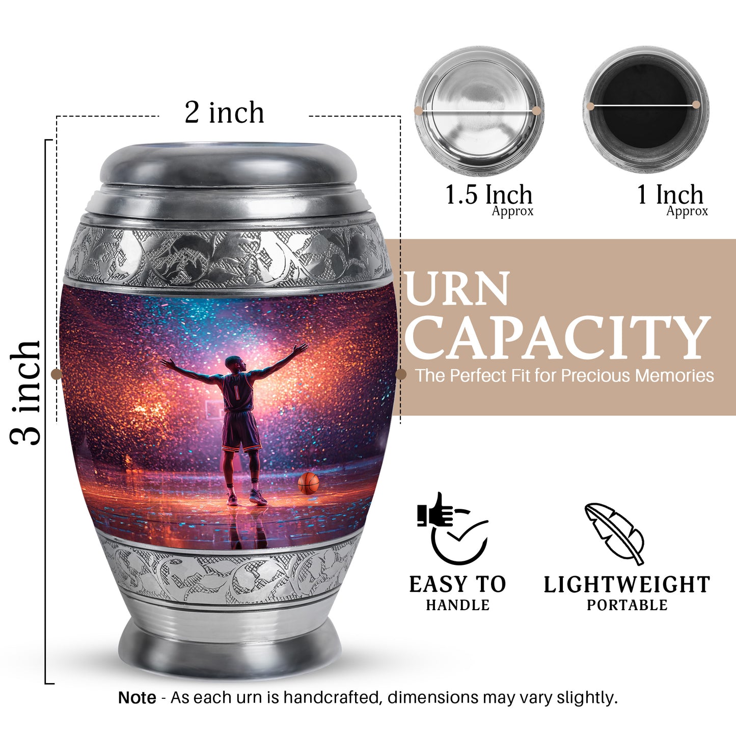 Celestial Blue Basketball Cremation Urn lifestyle display on memorial shelf - regal basketball design with crown-inspired accents - mini keepsake memorial for portion of cremation ashes