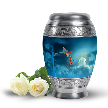 Everlasting Blue Basketball Beacon Urn for Human Ashes - 10-inch, 200 cu in - Yatskia