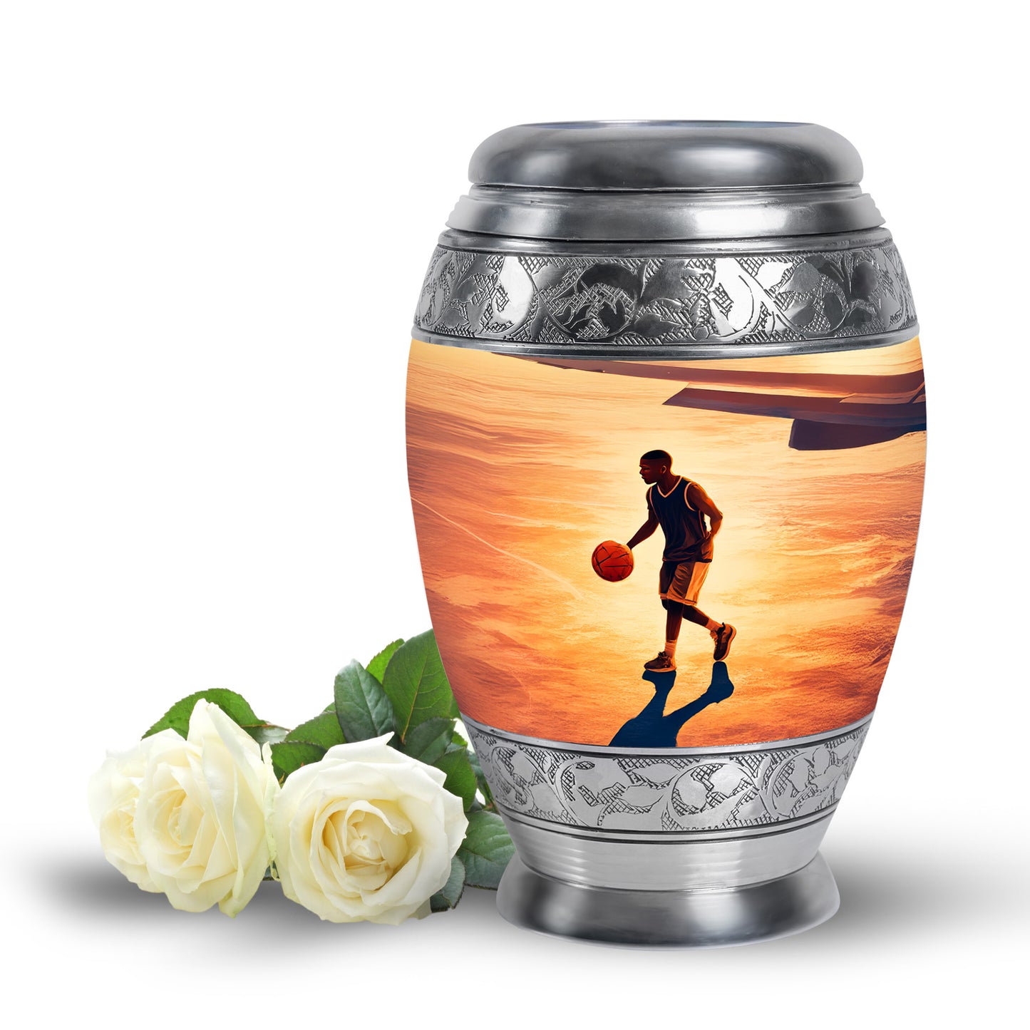 Gold Venerable Basketball Cremation Urns for Human Ashes - 10-inch, 200 cu in - Yatskia