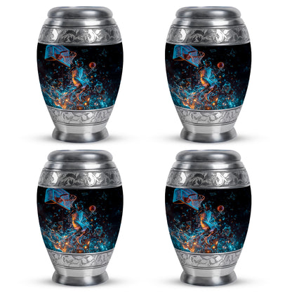 Ebony Basketball Cremation Urn urn with complimentary velvet bag - regal basketball design with crown-inspired accents - 10 inch aluminum urn for cremated remains