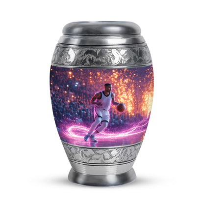Stunning Blue Basketball Embrace Urn for Human Ashes - 10-inch, 200 cu in - Yatskia