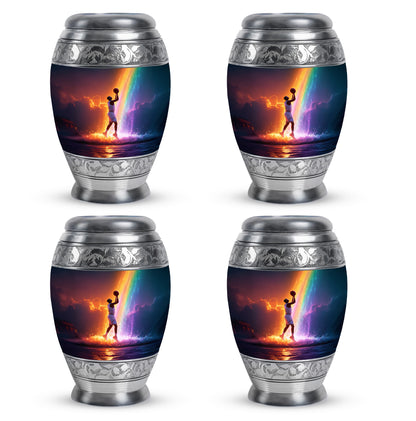 Deep Purple Basketball Cremation Urn urn with complimentary velvet bag - regal basketball design with crown-inspired accents - 10 inch aluminum urn for cremated remains
