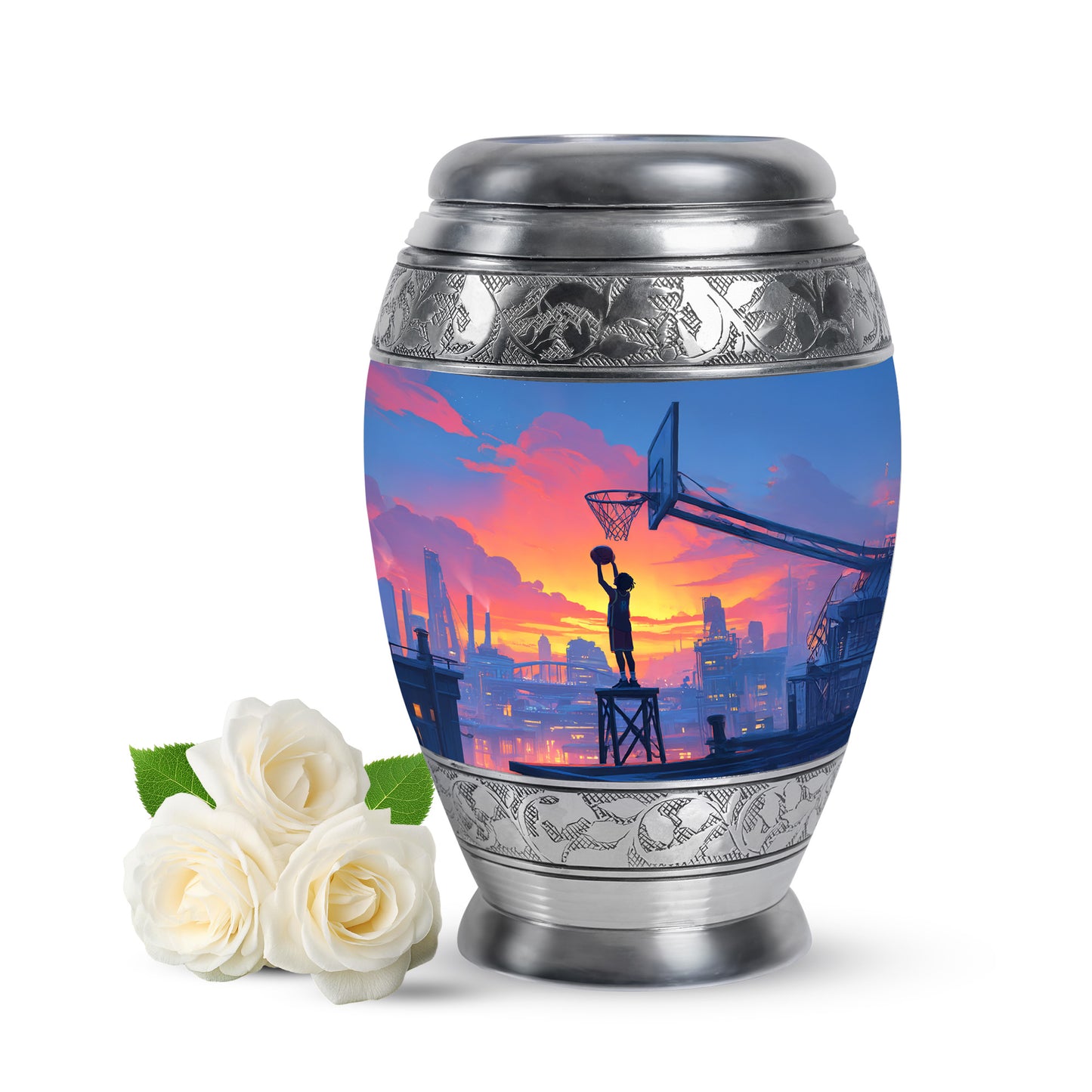 Distinguished Blue Basketball Cremation Urn for Ashes - 10-inch, 200 cu in - Yatskia