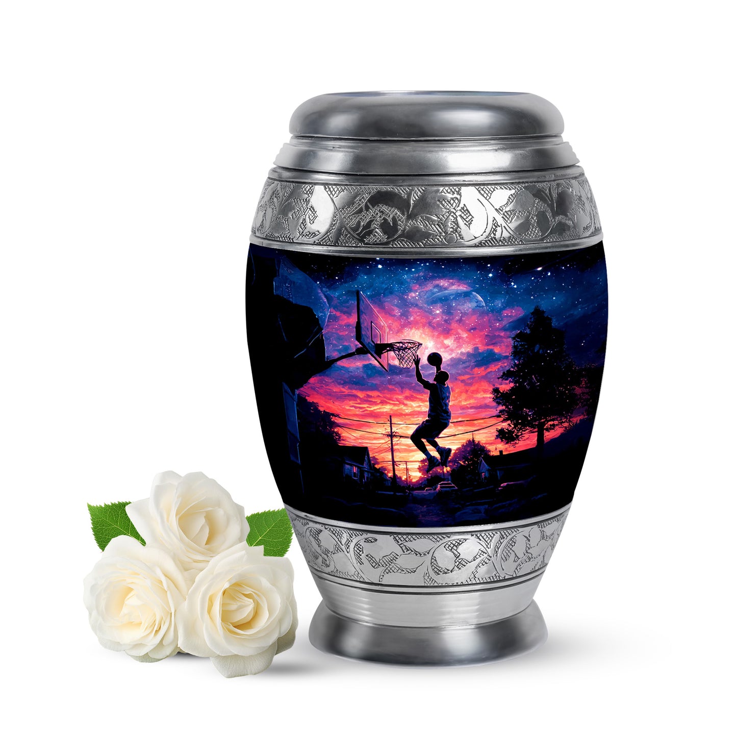 Personalized Refined Basketball Cremation Urns - Black 10-inch, 200 cu in - Yatskia