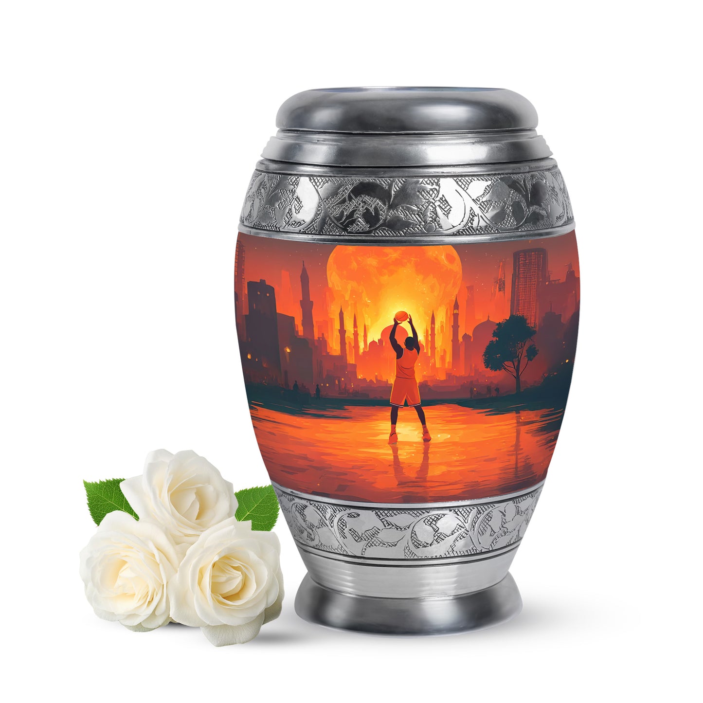 Red Venerable Basketball Cremation Urns for Human Ashes - 10-inch, 200 cu in - Yatskia