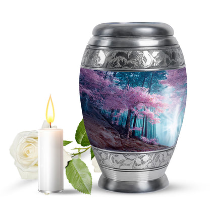 Personalized Magnificent Cherry Blossom Cremation Urns - Blue 10-inch, 200 cu in - Yatskia
