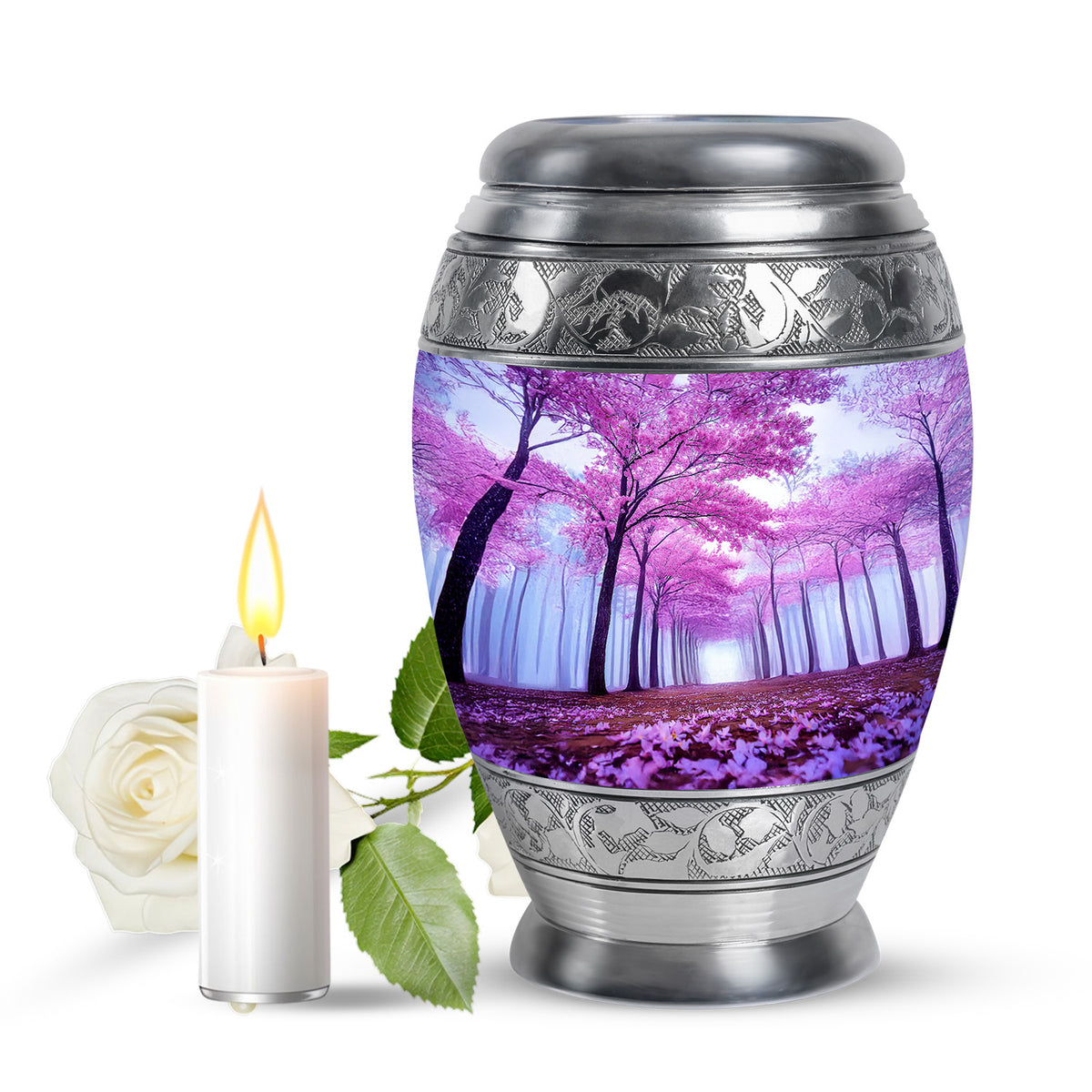 Personalized Blue Sovereign Cherry Blossom Cremation Urns for Human Ashes - Yatskia