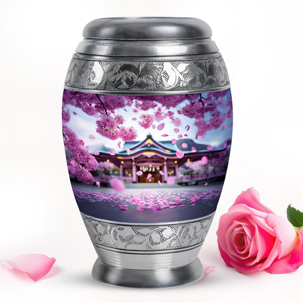 Luminous Pink Cherry Blossom Keepsake Urn for Human Ashes - Yatskia