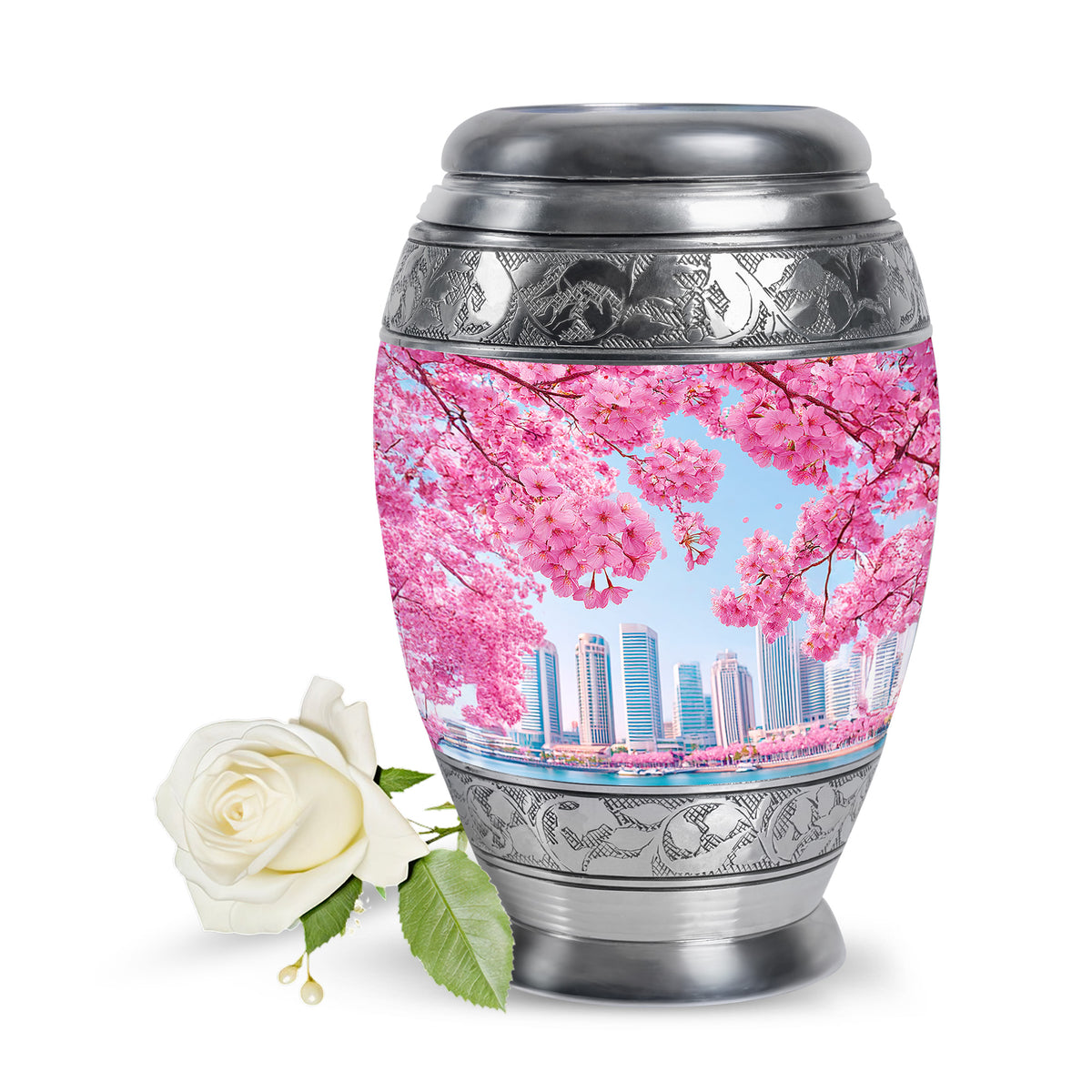 Blue Cherry Blossom Cremation Urns - Glorious Memorial - Yatskia