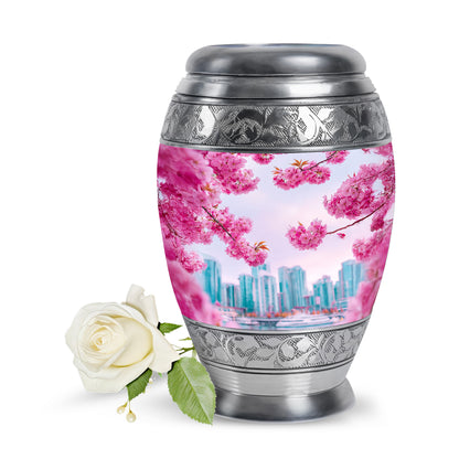Pink Stately Cherry Blossom Cremation Urns for Human Ashes - Yatskia