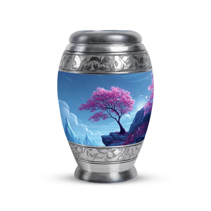 Personalized Blue Cherry Blossom Cremation Urns for Ashes - Transcendent 10-inch - Yatskia