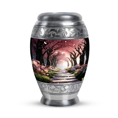 Ethereal Cherry Blossom Memorial Cremation Urns - Red 10-inch, 200 cu in - Yatskia