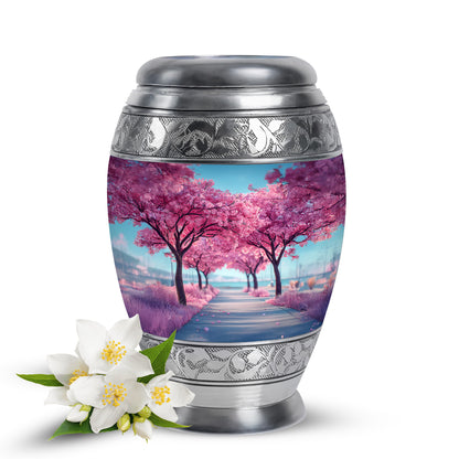 Stunning Blue Cherry Blossom Honor Urn for Human Ashes - Yatskia