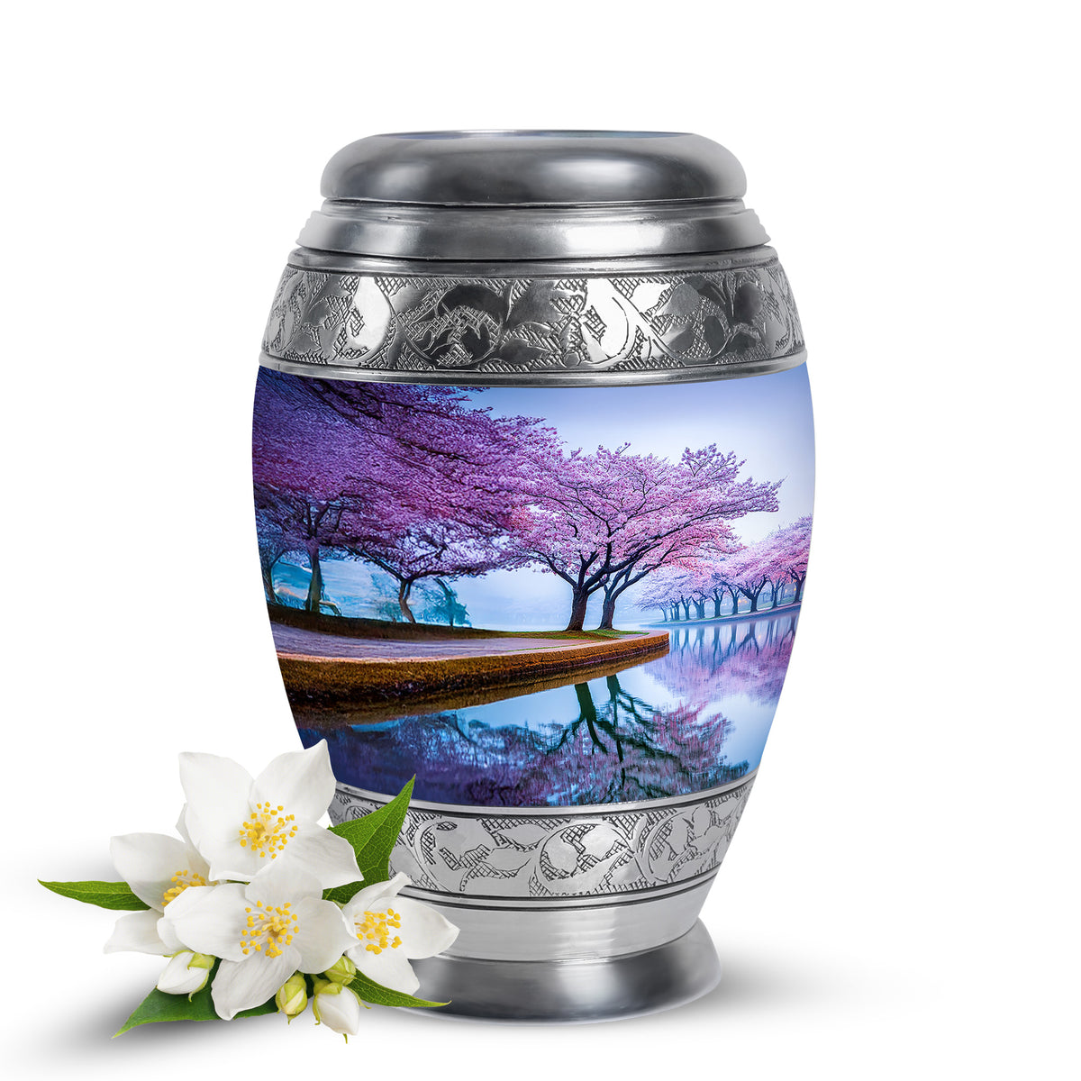 Remarkable Cherry Blossom Memorial Cremation Urns - Blue - Yatskia