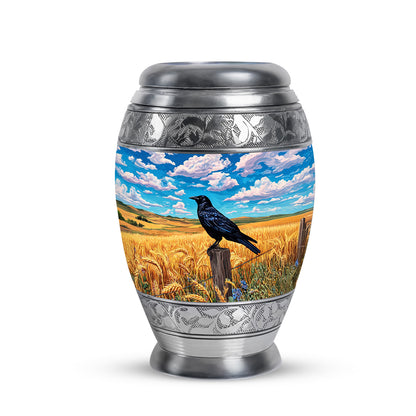 Personalized Blue Crow Cremation Urns for Ashes - Transcendent 10-inch - Yatskia