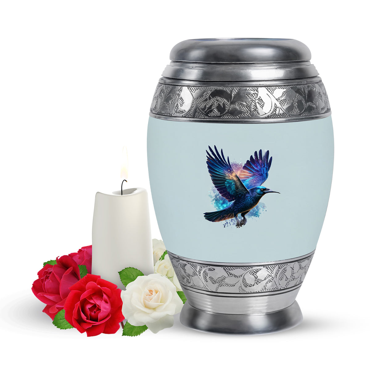 Inspiring Silver Crow Dedication Urn for Human Ashes - Yatskia