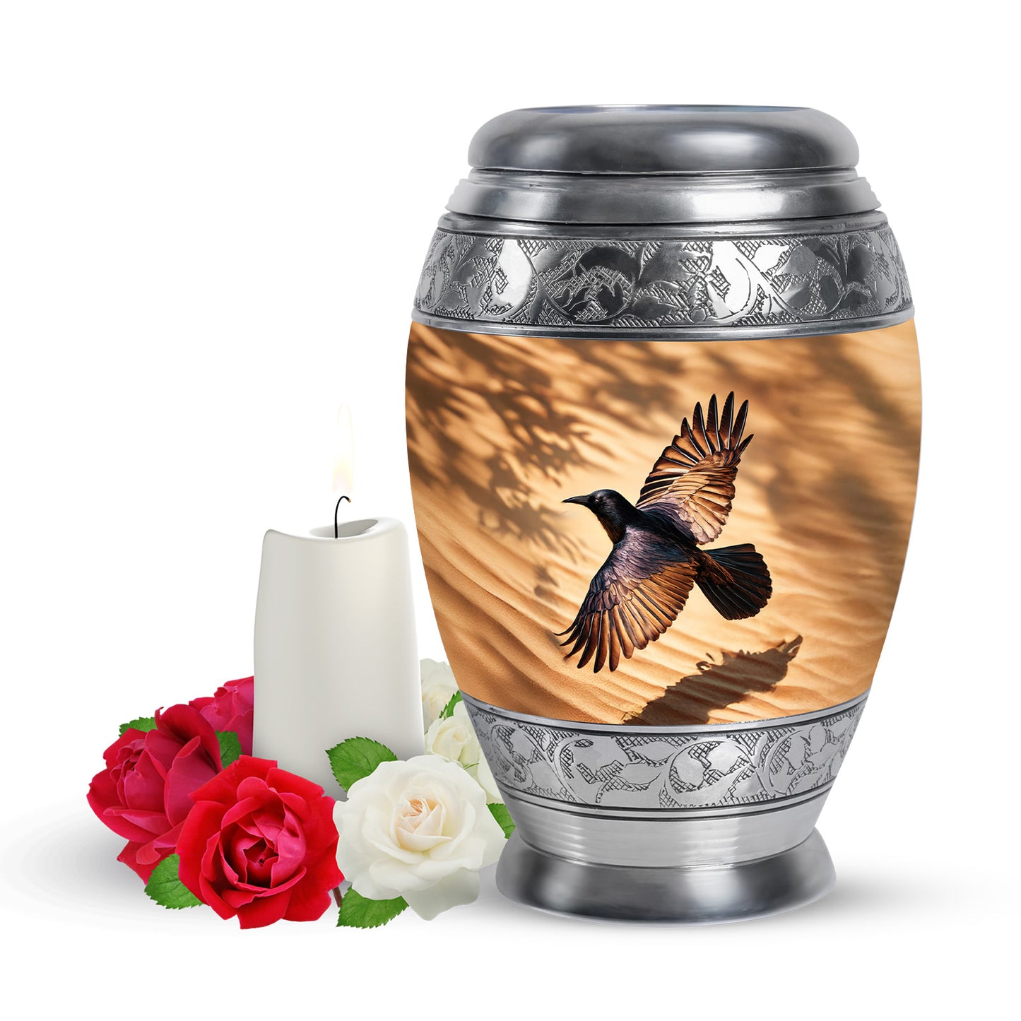Hallowed Crow Cremation Urns for Human Ashes - Gold 10-inch - Yatskia