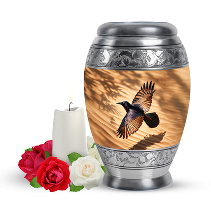 Hallowed Crow Cremation Urns for Human Ashes - Gold 10-inch - Yatskia