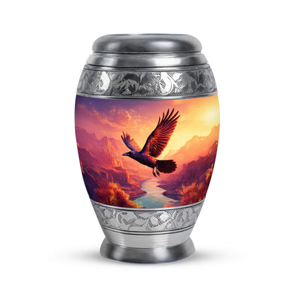 Illustrious Crow Memorial Cremation Urns - Purple 10-inch, 200 cu in - Yatskia