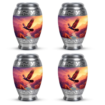 Lavender Purple Crow Cremation Urn urn with complimentary velvet bag - royal crow engraving with decorative scrollwork - 10 inch aluminum urn for cremated remains