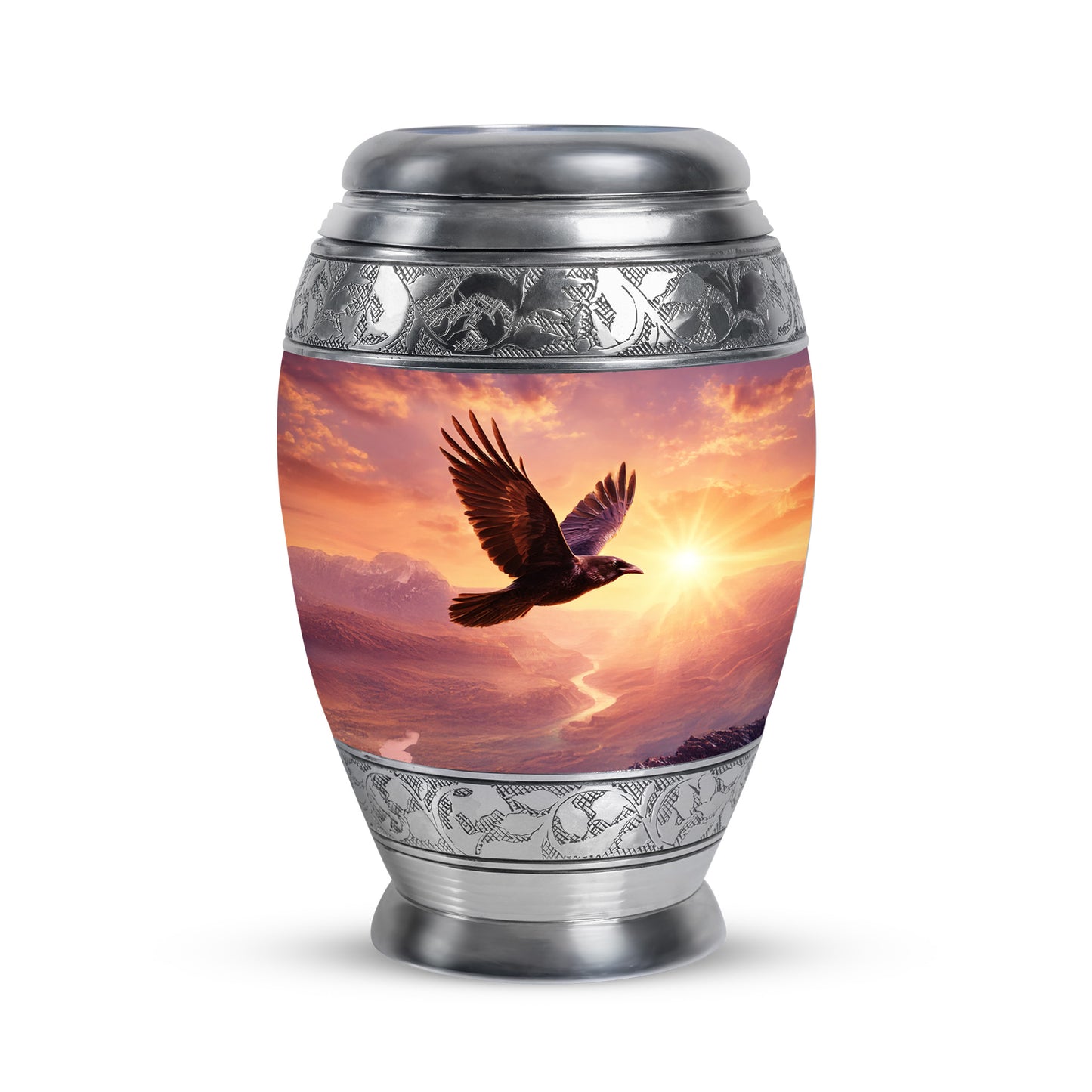 Personalized Elegant Crow Cremation Urns - Pink 10-inch, 200 cu in - Yatskia