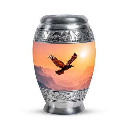 Personalized Red Heavenly Crow Cremation Urns for Human Ashes - 10-inch, 200 cu in - Yatskia