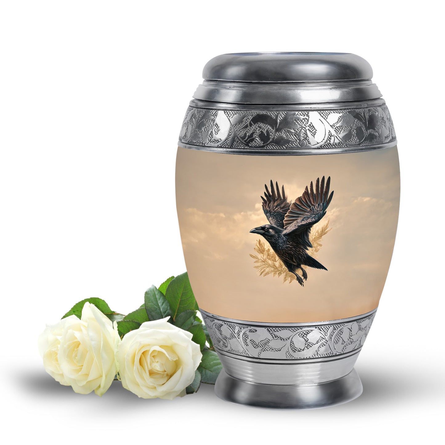 Personalized Refined Crow Cremation Urns - Gold 10-inch, 200 cu in - Yatskia