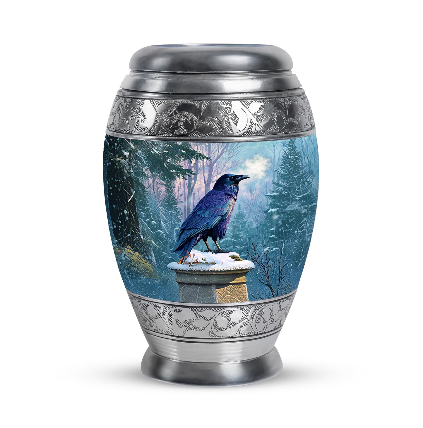 Personalized Crow Cremation Urns - Soothing Blue 10-inch, 200 cu in - Yatskia