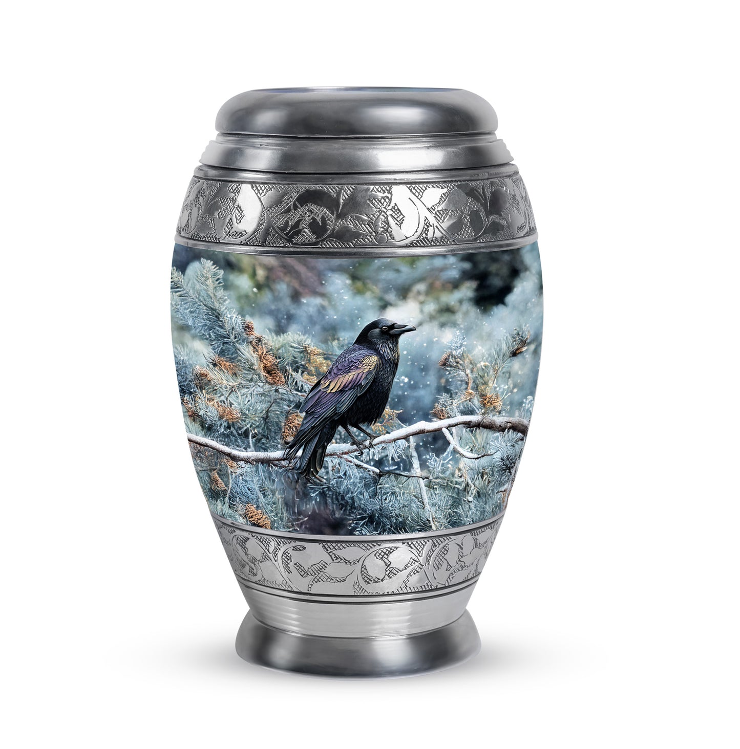Hallowed Crow Cremation Urns for Human Ashes - Blue 10-inch - Yatskia