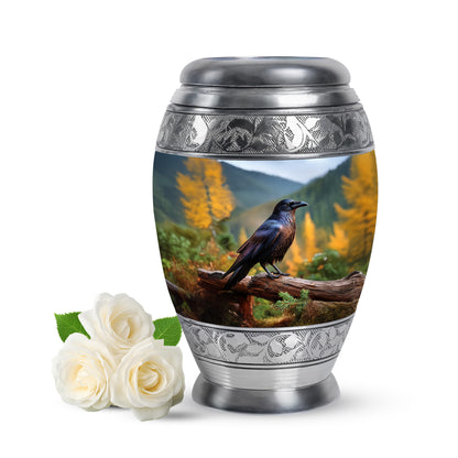 Illustrious Crow Memorial Cremation Urns - Blue 10-inch, 200 cu in - Yatskia