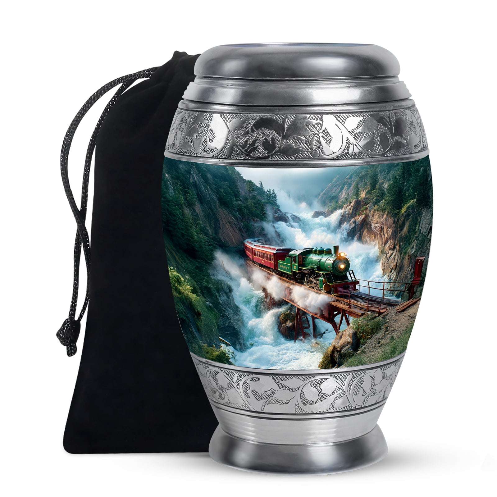 Train Large Cremation Urn for Adult Human Ashes - Men Urns For Human Ashes