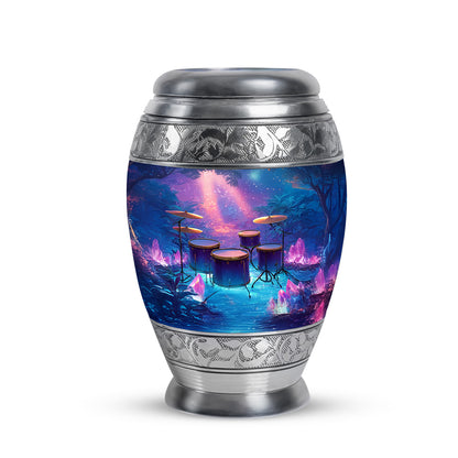 Personalized Drums Cremation Urns - Wondrous Blue 10-inch, 200 cu in - Yatskia