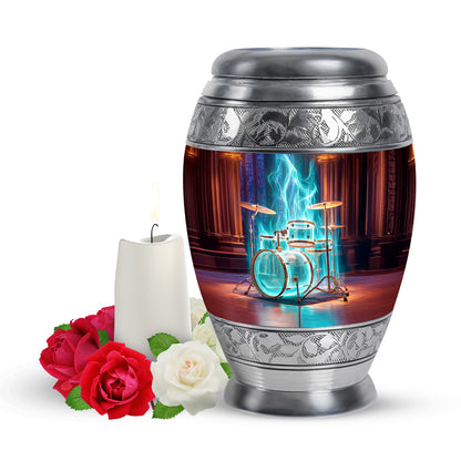 Personalized Red Revered Drums Cremation Urns for Human Ashes - 10-inch, 200 cu in - Yatskia