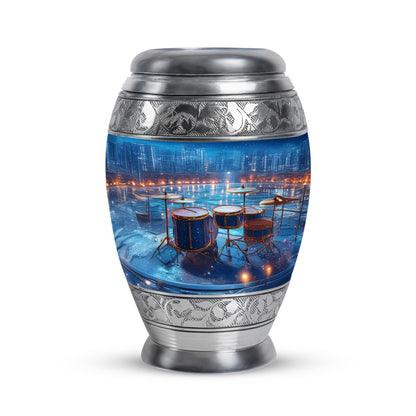 Personalized Drums Cremation Urns - Tranquil Blue 10-inch, 200 cu in - Yatskia
