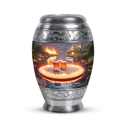 Gray Breathtaking Drums Memorial Urn for Ashes - 10-inch, 200 cu in - Yatskia