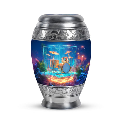 Blue Drums Cremation Urns - Opulent Memorial 10-inch, 200 cu in - Yatskia