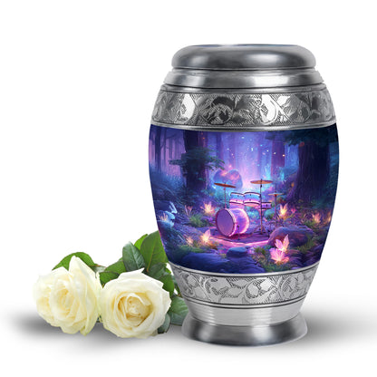 Distinguished Blue Drums Cremation Urn for Ashes - 10-inch, 200 cu in - Yatskia