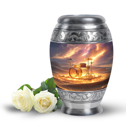 Personalized Red Steadfast Drums Cremation Urns for Human Ashes - 10-inch, 200 cu in - Yatskia