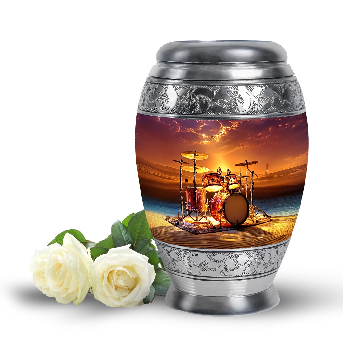 Pink Sacred Drums Cremation Urns for Human Ashes - 10-inch, 200 cu in - Yatskia