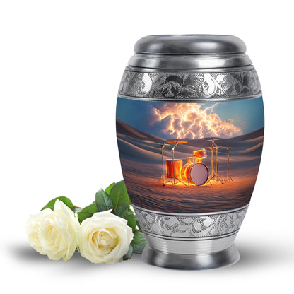 Personalized Drums Cremation Urns - Tranquil Gray 10-inch, 200 cu in - Yatskia